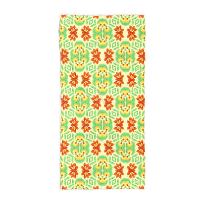 Bella Bouquet Floral Damask in Brightest Cream and Green | Beach Towel