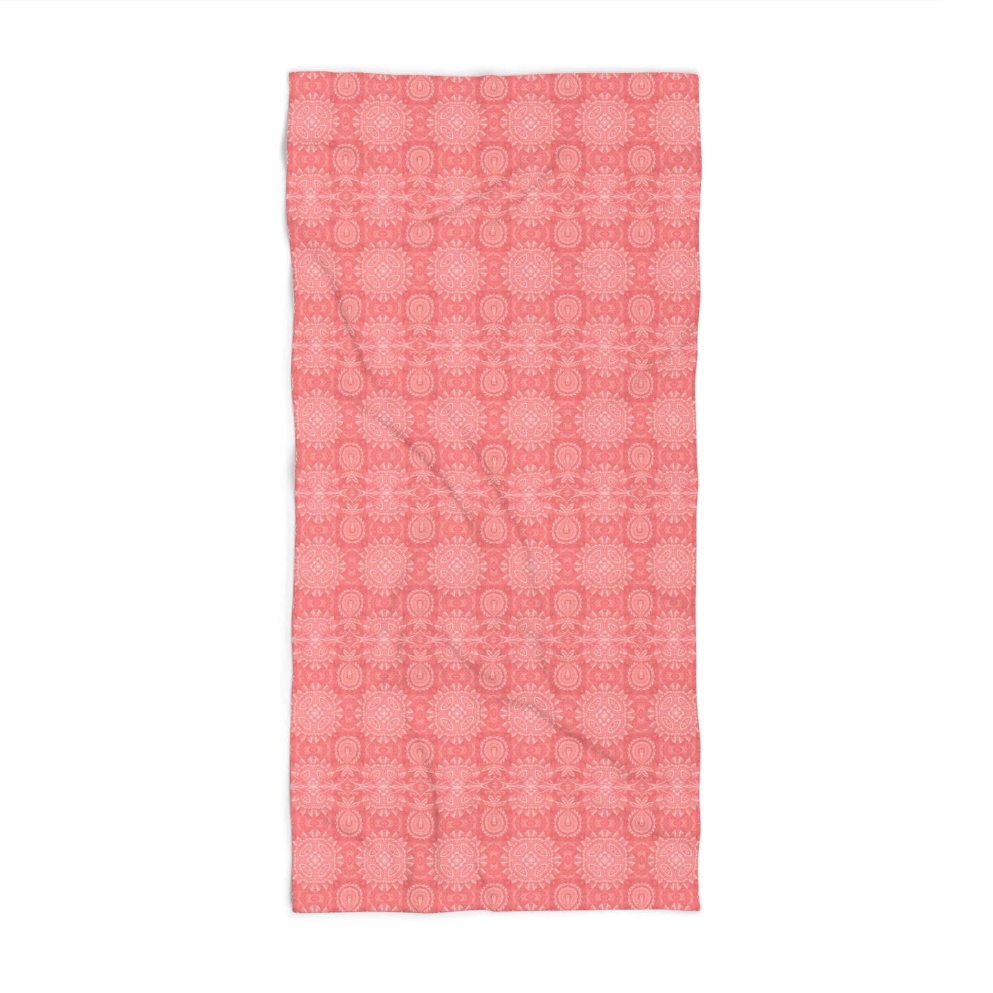 Paloma Flowers and Pineapples in Coral Red and White | Bath Towel