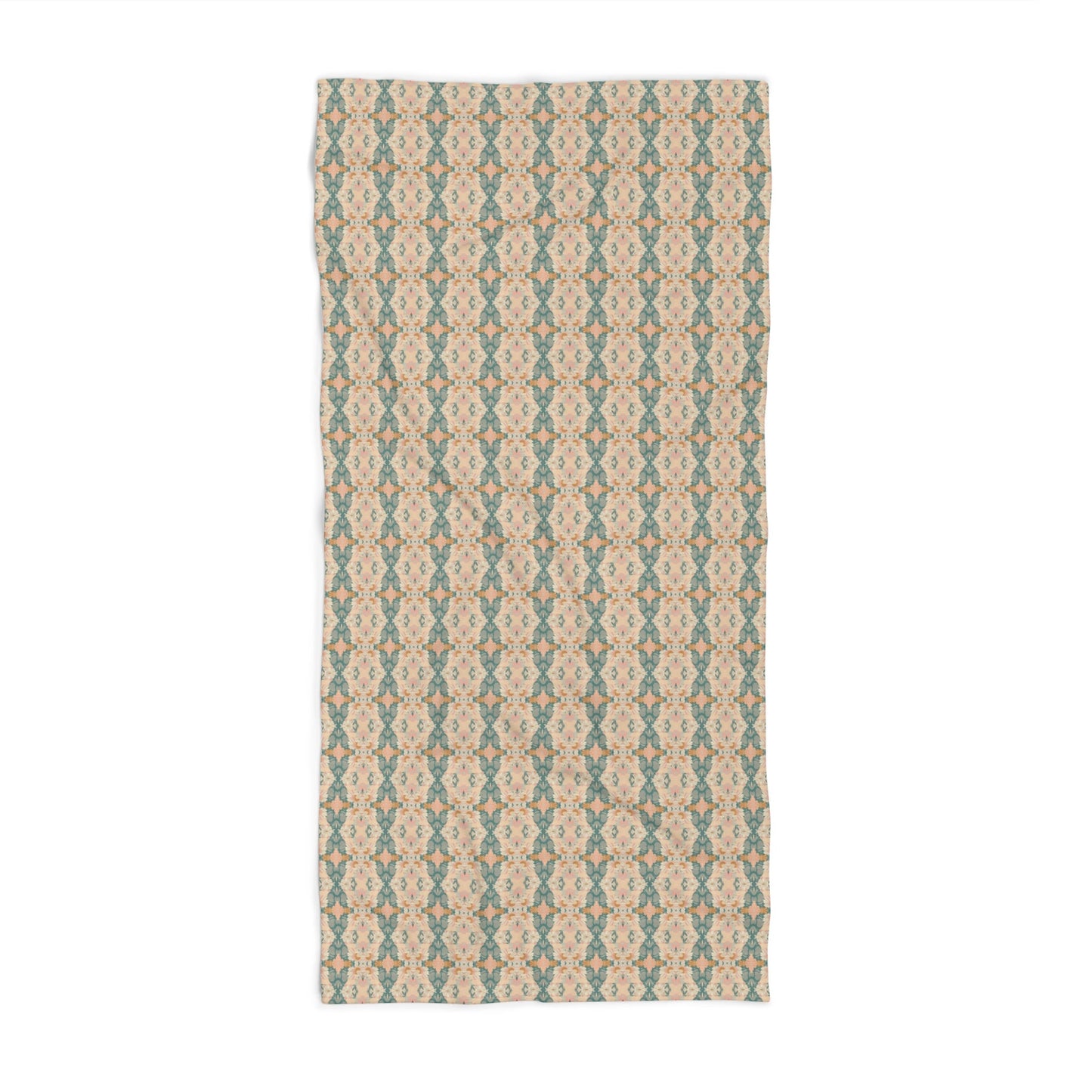 Ortensia Retro Floral Damask Stripe in Pink and Pistacchio Green | Beach Towel