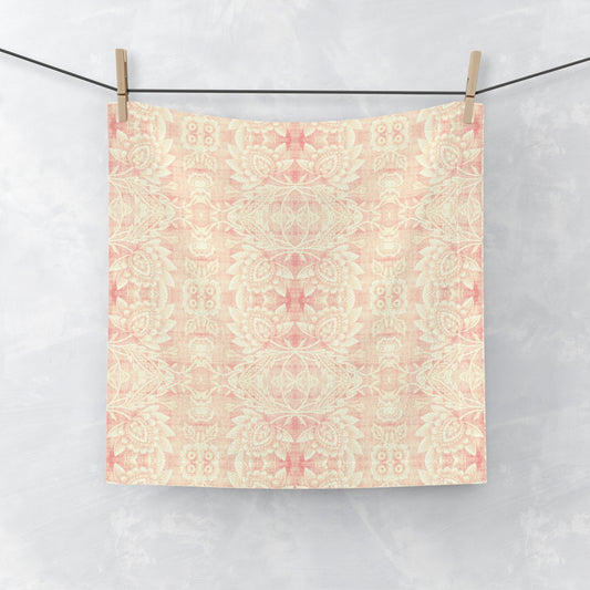 Paloma Floral Damask Stripe in Pink and Cream | Face Towel