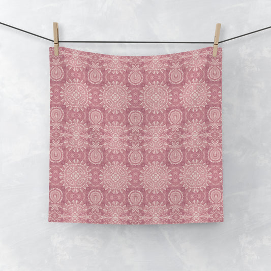 Paloma Flowers and Pineapples in Dusky Rose Pink | Face Towel