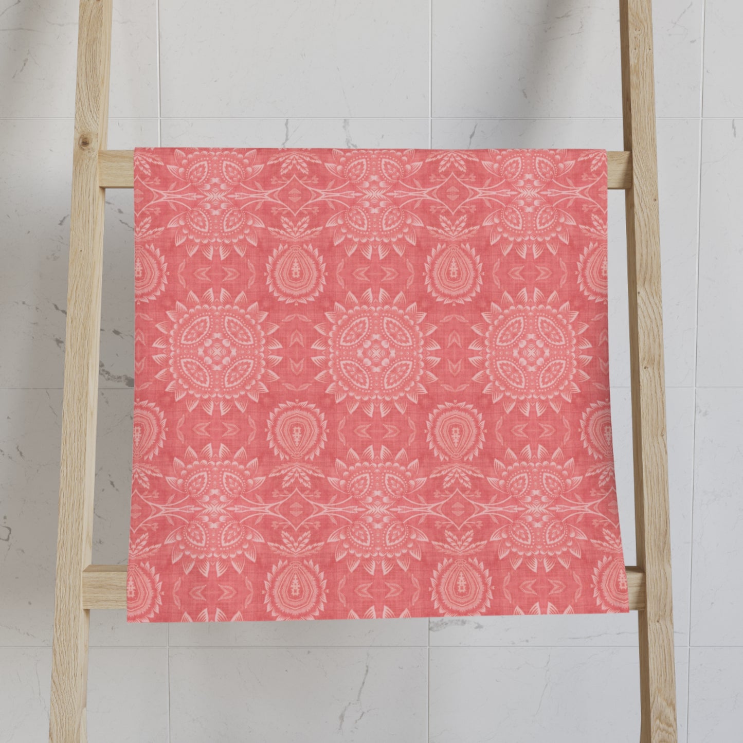 Paloma Flowers and Pineapples in Coral Red and White | Hand Towel
