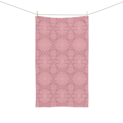 Paloma Flowers and Pineapples in Rose Pink and Cream | Hand Towel