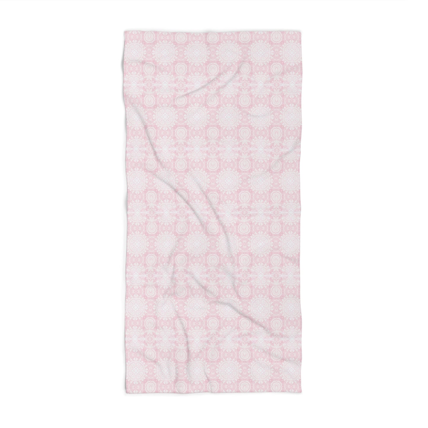 Paloma Flowers and Pineapples in Light Pink and White | Bath Towel