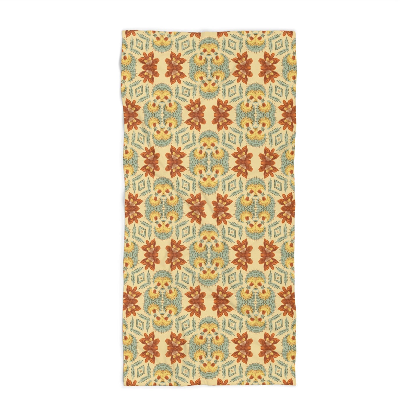 Bella Bouquet Floral Damask in Country Cream and Blue | Bath Towel