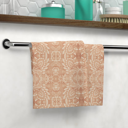 Paloma Floral Damask Stripe in Tan and Cream | Face Towel