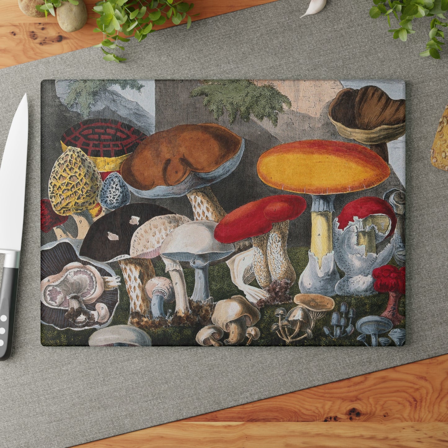Fungi Gathering | Glass Chopping Board