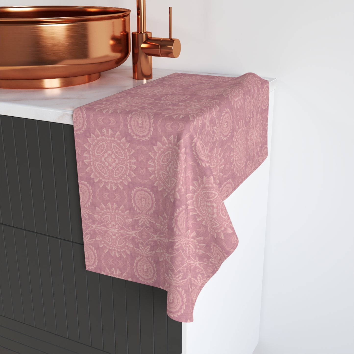 Paloma Flowers and Pineapples in Rose Pink and Cream | Hand Towel