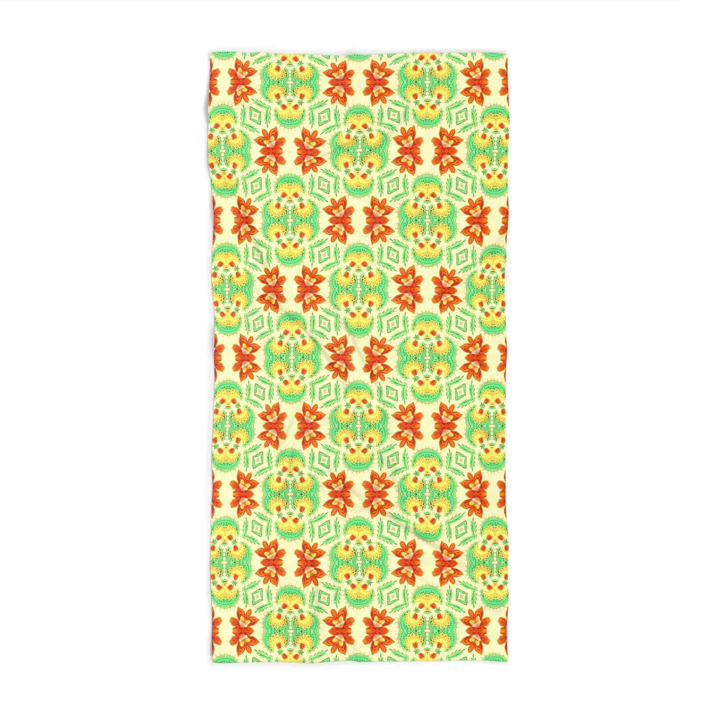 Bella Bouquet Floral Damask in Brightest Cream and Green | Bath Towel