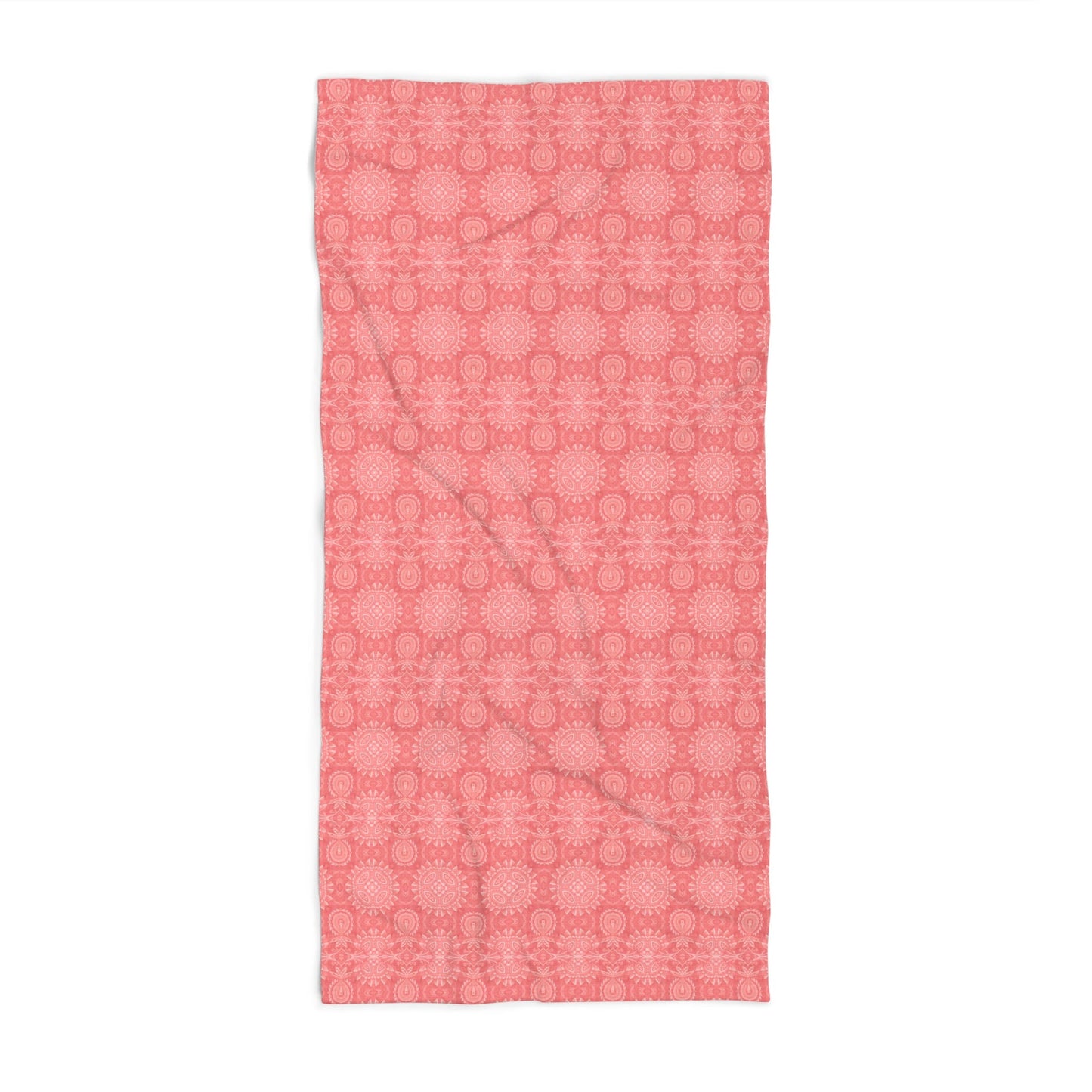 Paloma Flowers and Pineapples in Coral Red and White | Bath Towel