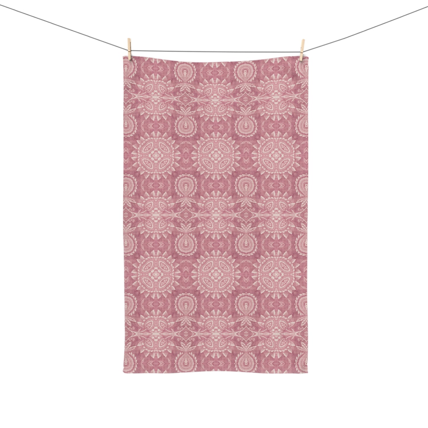 Paloma Flowers and Pineapples in Dusky Rose Pink | Hand Towel