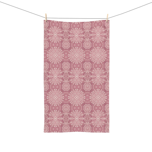 Paloma Flowers and Pineapples in Dusky Rose Pink | Hand Towel