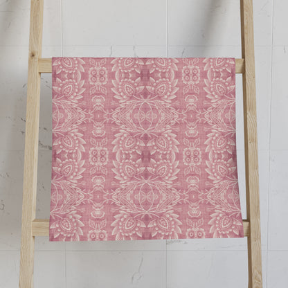 Paloma Floral Damask Stripe in Dusky Rose Pink and White | Hand Towel