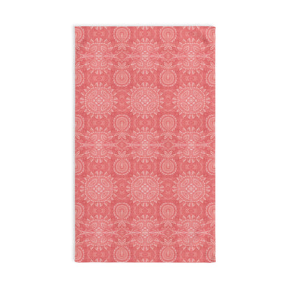 Paloma Flowers and Pineapples in Coral Red and White | Hand Towel