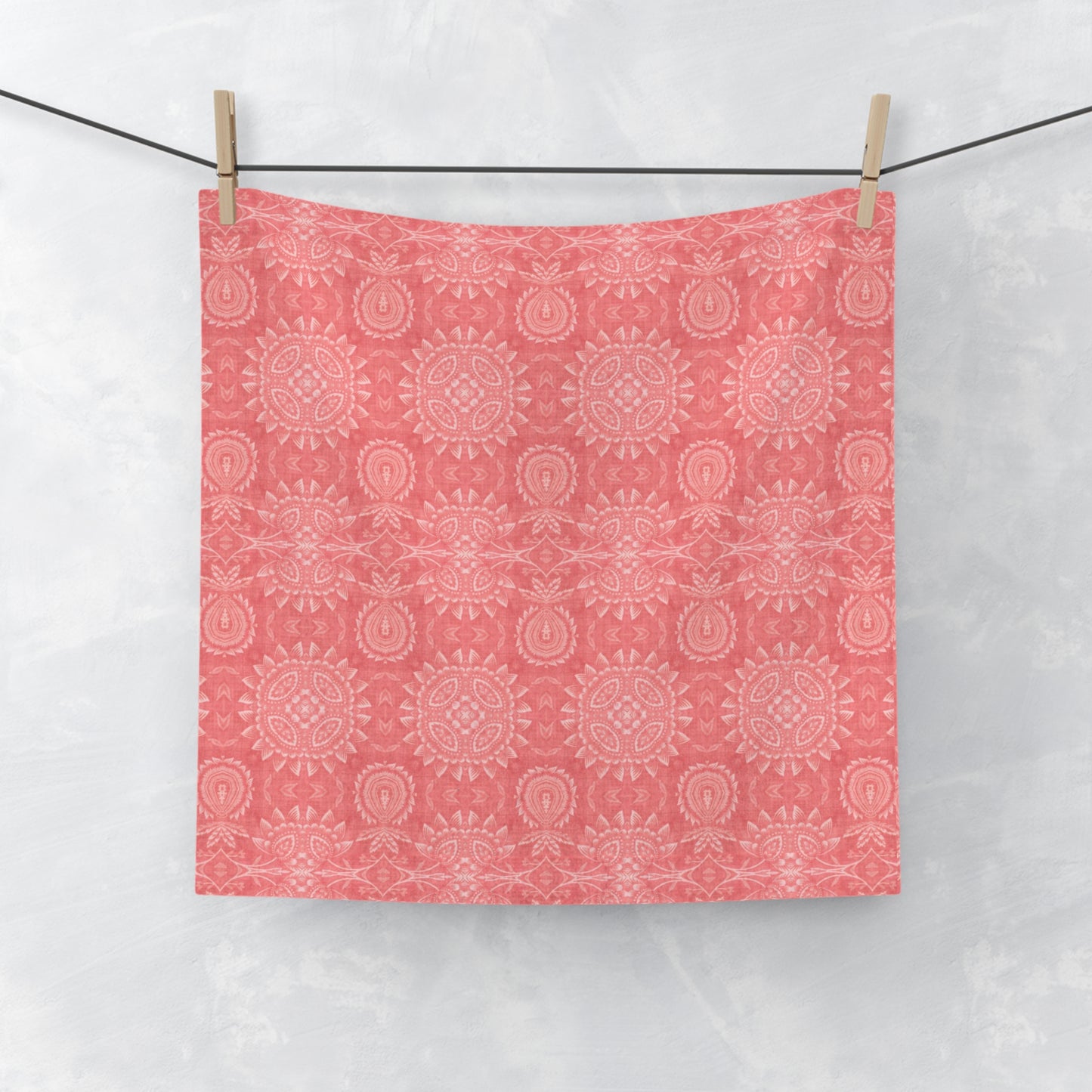 Paloma Flowers and Pineapples in Coral Red and White | Face Towel