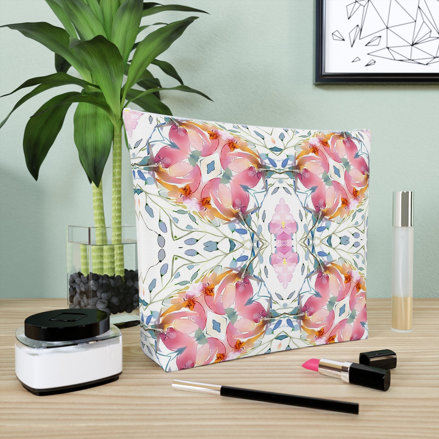 Delicate Diamond Bloom | Cotton Cosmetic Bag