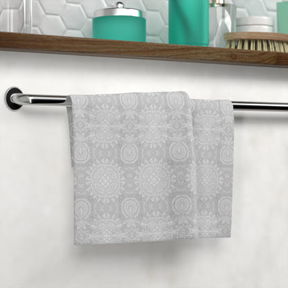 Paloma Flowers and Pineapples in Light Grey and White | Face Towel