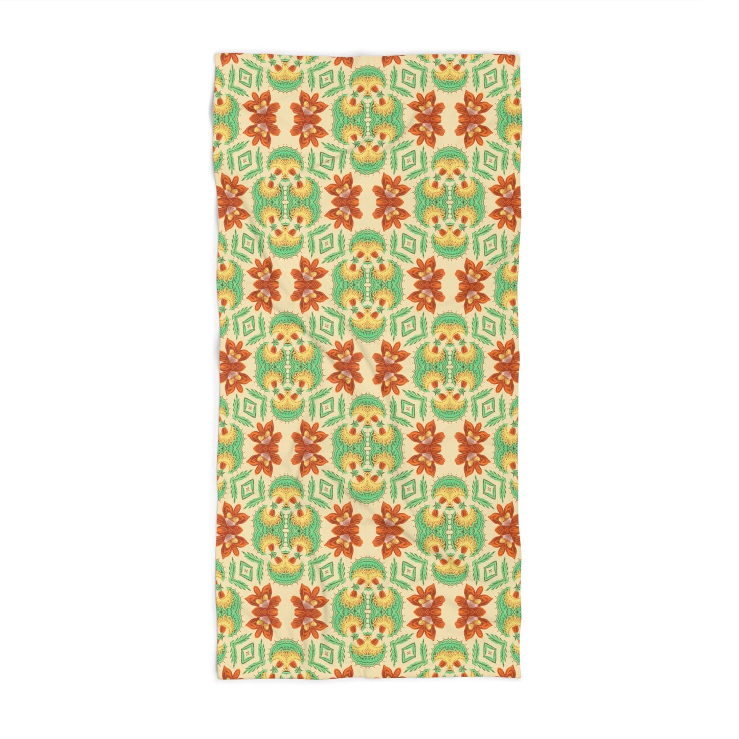 Bella Bouquet Floral Damask in Classic Cream and Green | Bath Towel