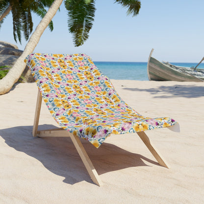 Aztec Floral Bows | Design 1 | Mirrored Watercolour | Beach Towel