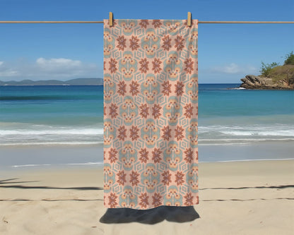 Bella Bouquet Floral Damask in Plaster Pink | Beach Towel