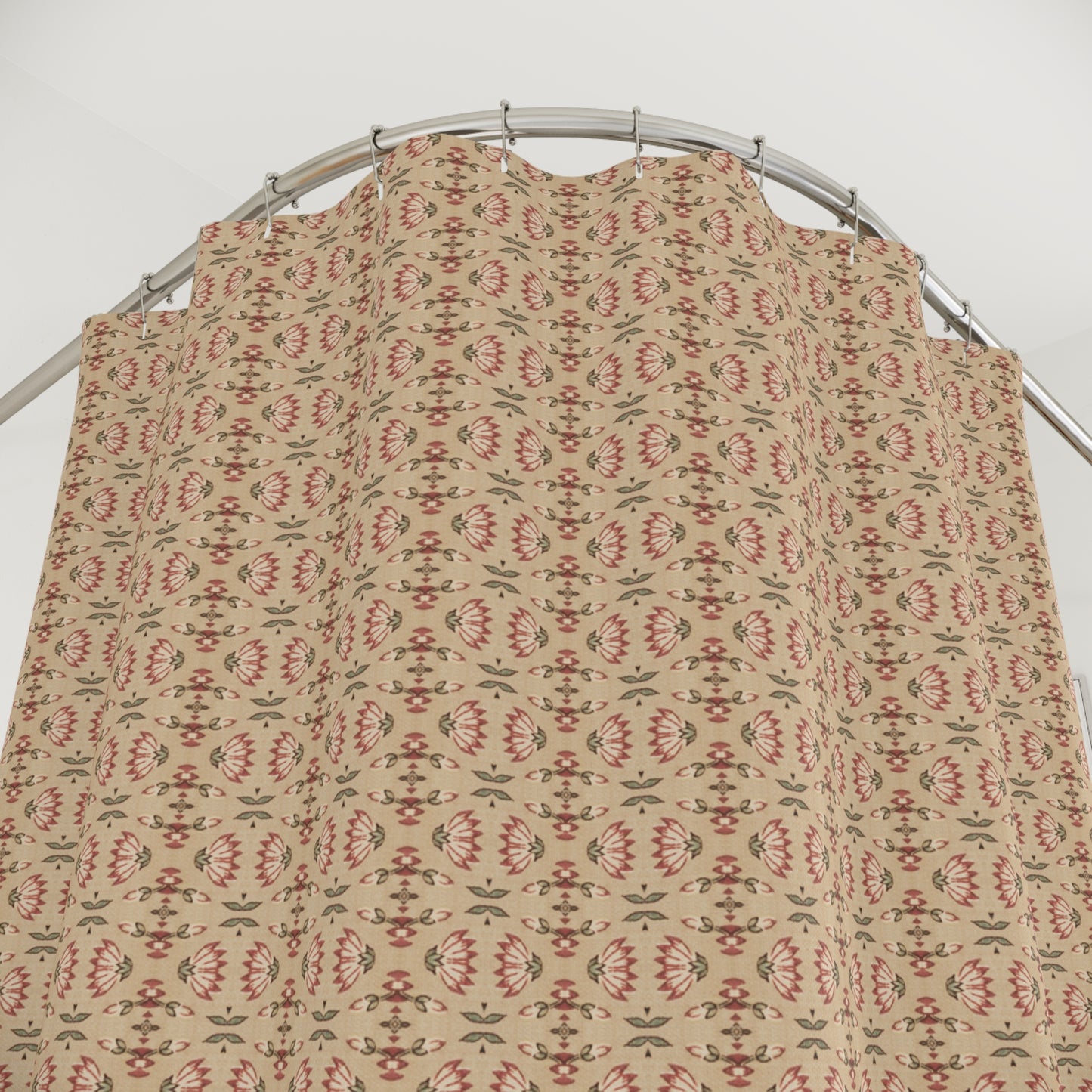 Whimsy Neutral Beige Geometric Floral | Shower Curtain