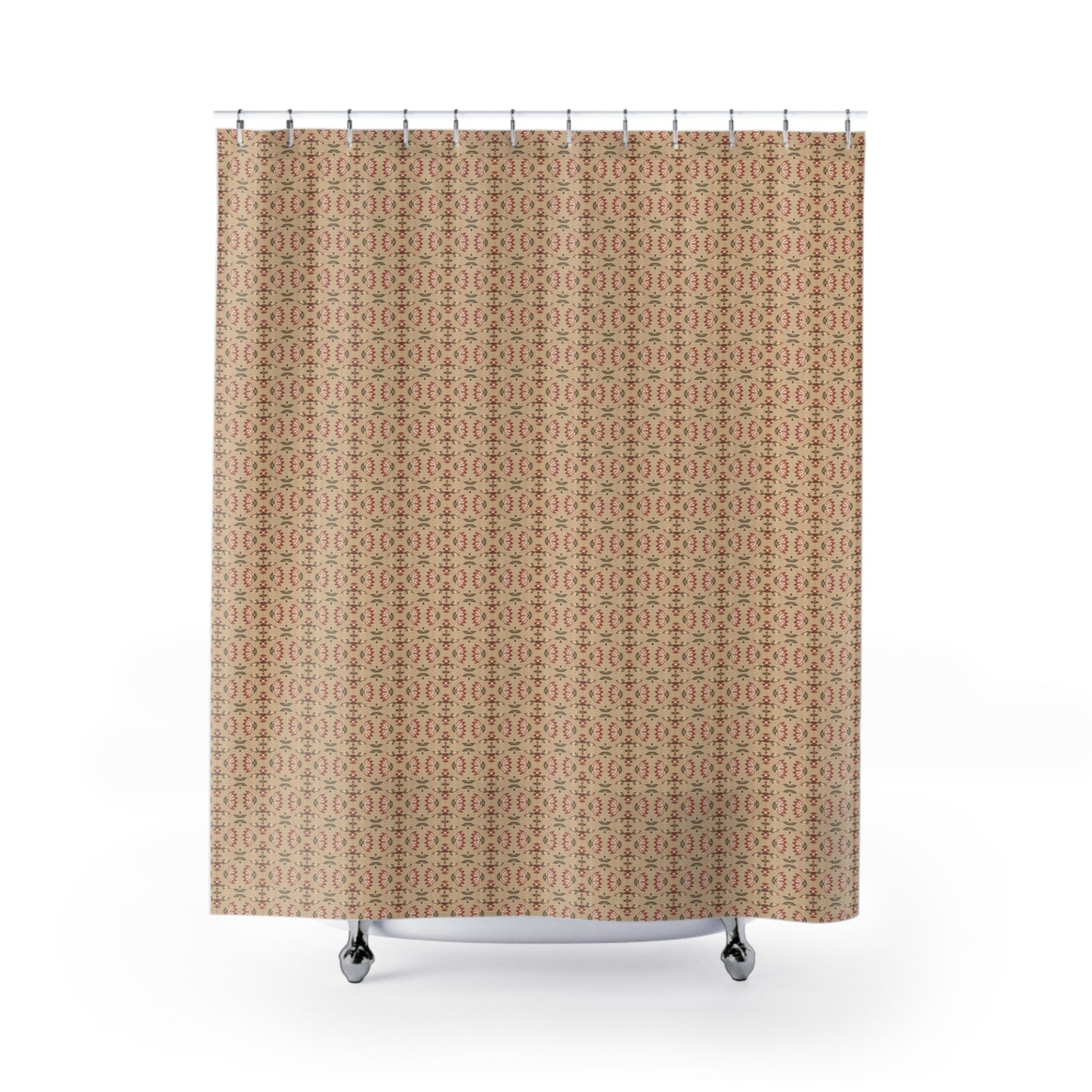 Whimsy Neutral Beige Geometric Floral | Shower Curtain