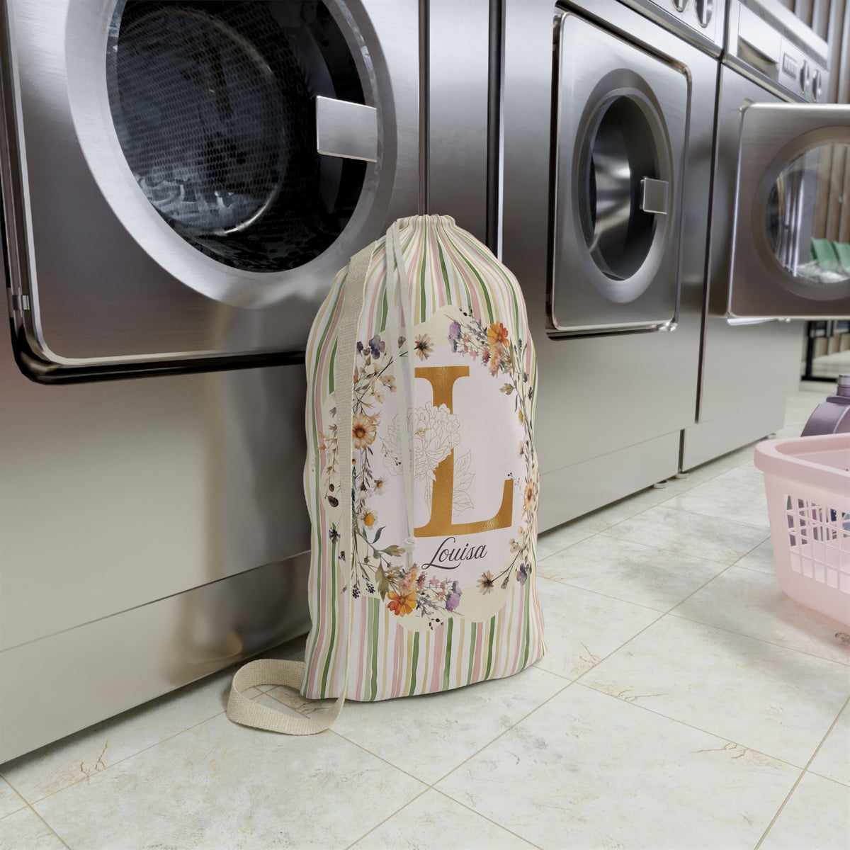 Oak & Blossom Personalised Laundry Bag | Floral Monogram Storage Bag