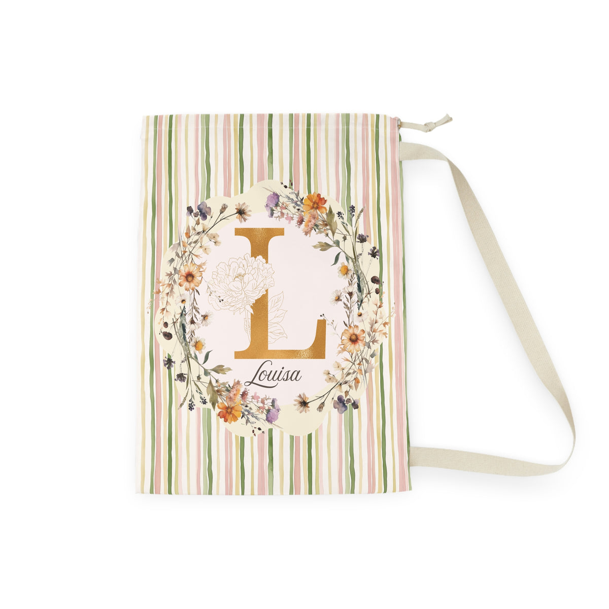 Oak & Blossom Personalised Laundry Bag | Floral Monogram Storage Bag