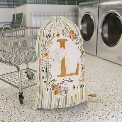 Oak & Blossom Personalised Laundry Bag | Floral Monogram Storage Bag