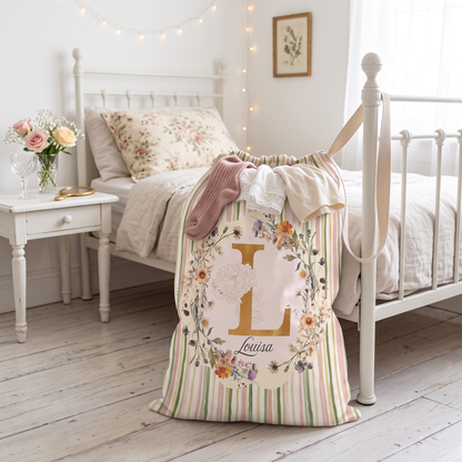 Oak & Blossom Personalised Laundry Bag | Floral Monogram Storage Bag