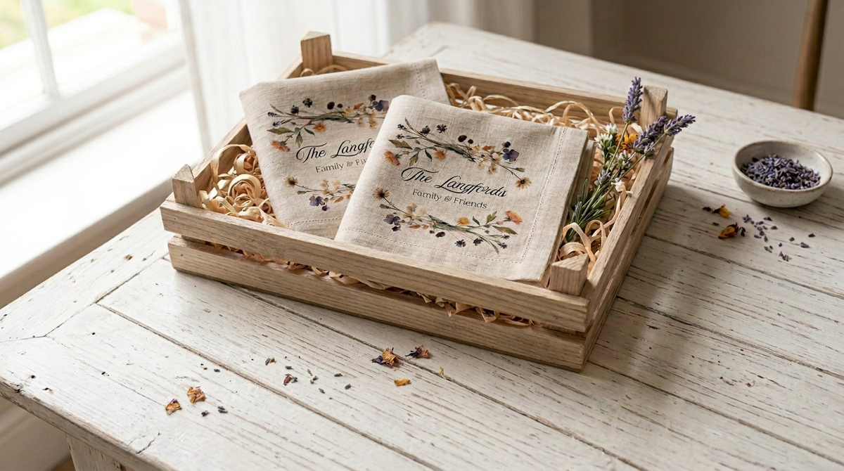 Oak and Blossom | Personalised Linen Napkins | Autumn & Fall Table Decor