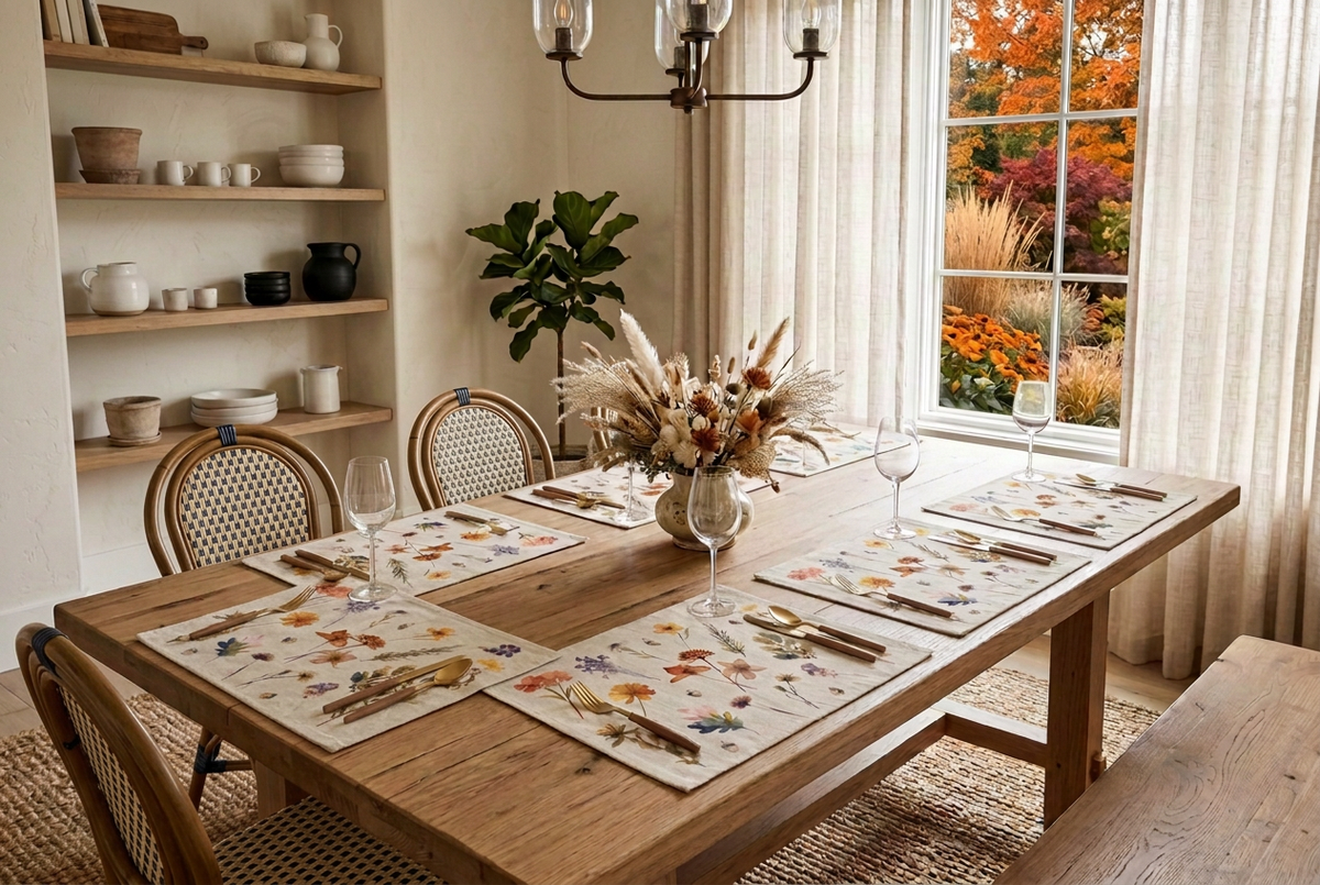 Oak and Blossom | Set of 2 Linen Placemats