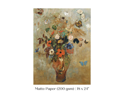 Still Life with a Vase of Flowers and Butterflies | P34