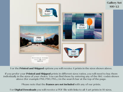 Eclectic Blue Butterflies | Gallery Wall Set | 4 Prints | S10-1.5