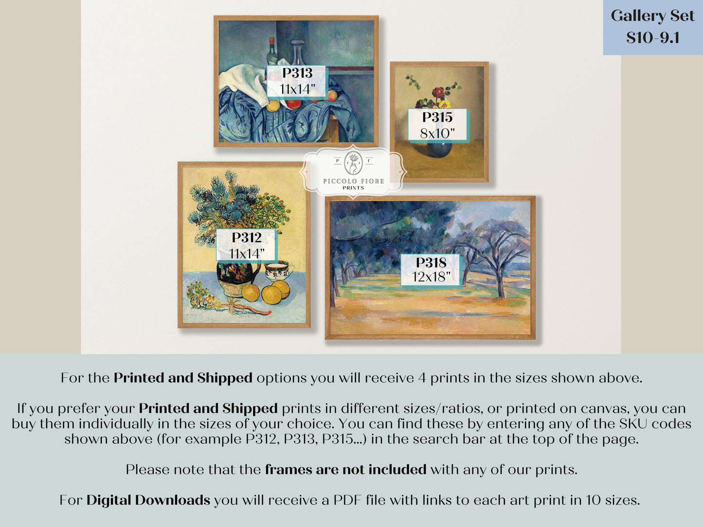 Rustic Blue and Yellow | Gallery Wall Set | 4 Prints | S10-9.1