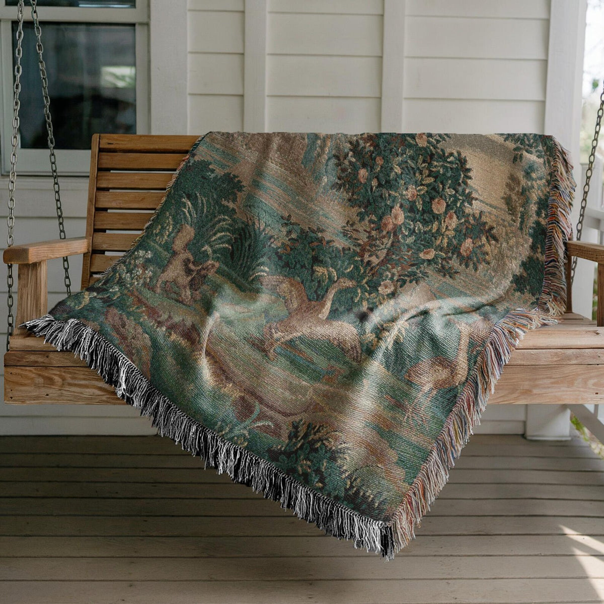 Vintage Garden Tapestry Woven Blanket