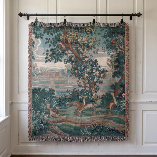 Vintage Garden Tapestry Woven Blanket