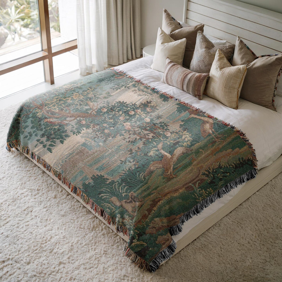 Vintage Garden Tapestry Woven Blanket