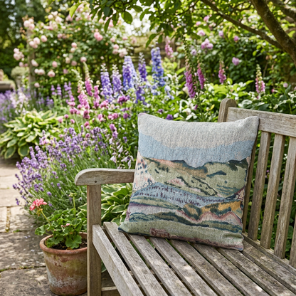 Watercolour Mountains Woven Throw Pillow - Piccolo Fiore Prints