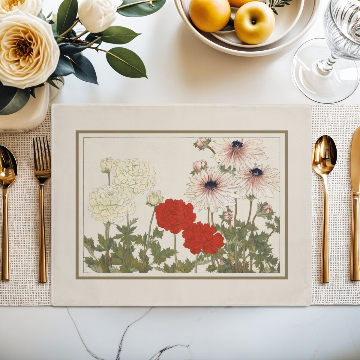 Anemone | Placemat - Cotton Twill Placemat - Piccolo Fiore Prints