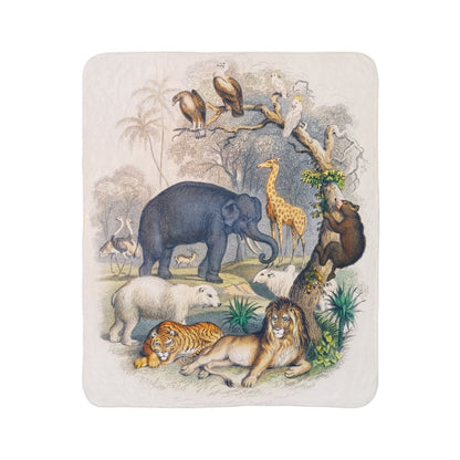 Animal Hangout | Fleece Sherpa Blanket - Sherpa Fleece Blanket - Piccolo Fiore Prints