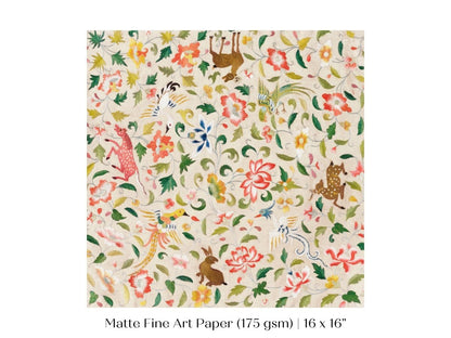 Asian Wildlife | Textile Art Print | P137 - Single Square Art Prints - Piccolo Fiore Prints