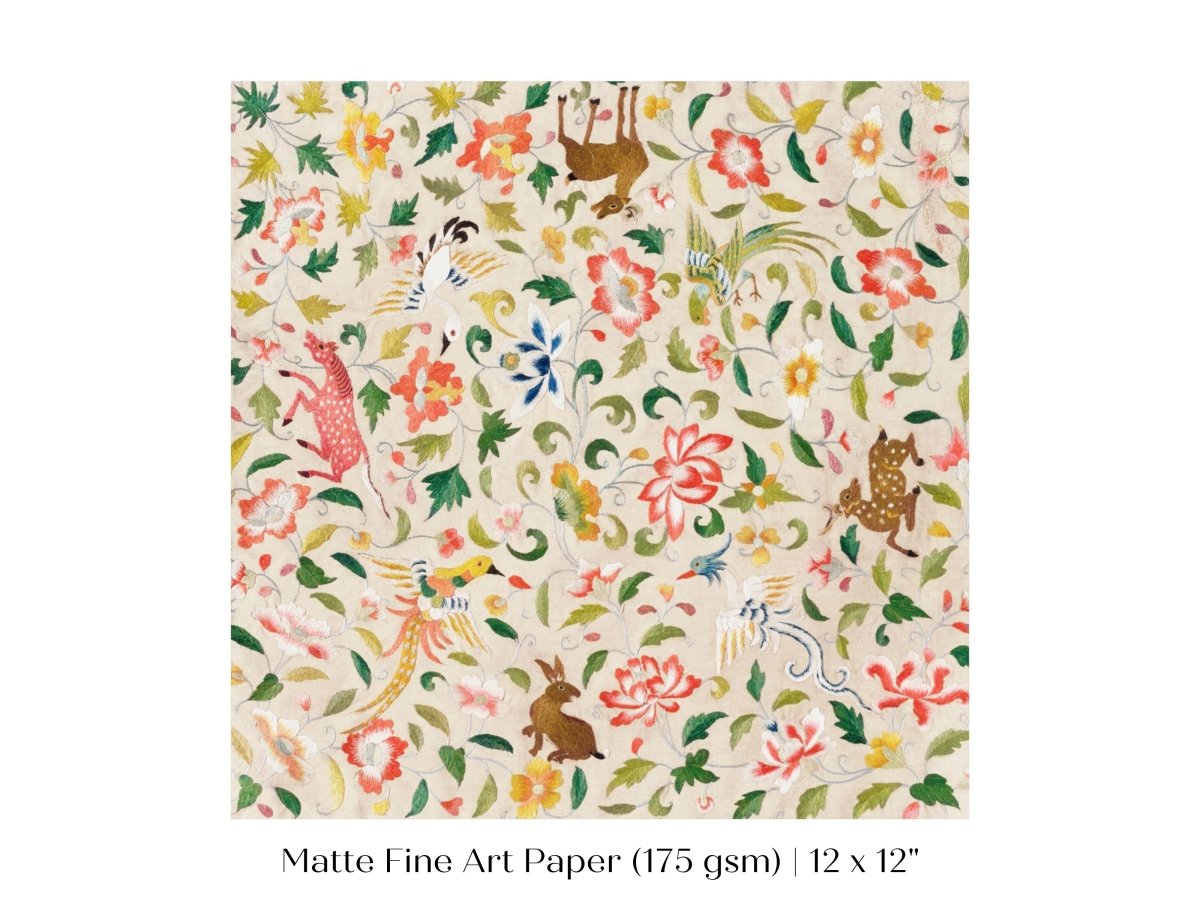 Asian Wildlife | Textile Art Print | P137 - Single Square Art Prints - Piccolo Fiore Prints