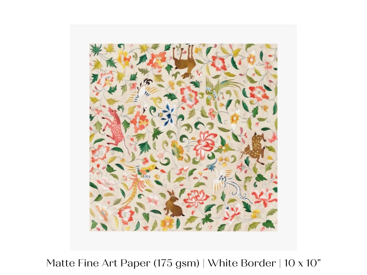 Asian Wildlife | Textile Art Print | P137 - Single Square Art Prints - Piccolo Fiore Prints