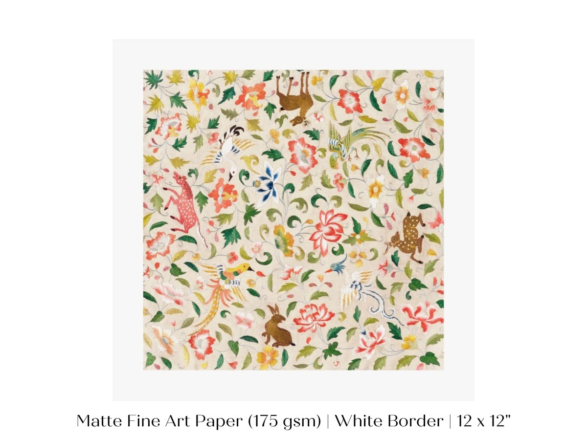 Asian Wildlife | Textile Art Print | P137 - Single Square Art Prints - Piccolo Fiore Prints