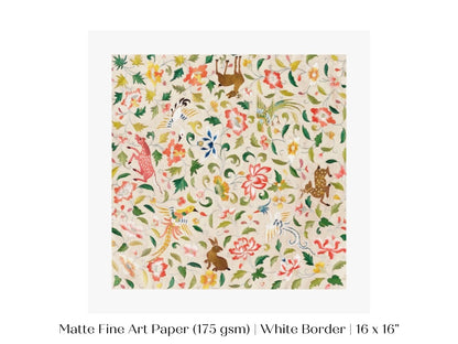 Asian Wildlife | Textile Art Print | P137 - Single Square Art Prints - Piccolo Fiore Prints