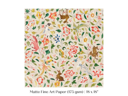 Asian Wildlife | Textile Art Print | P137 - Single Square Art Prints - Piccolo Fiore Prints