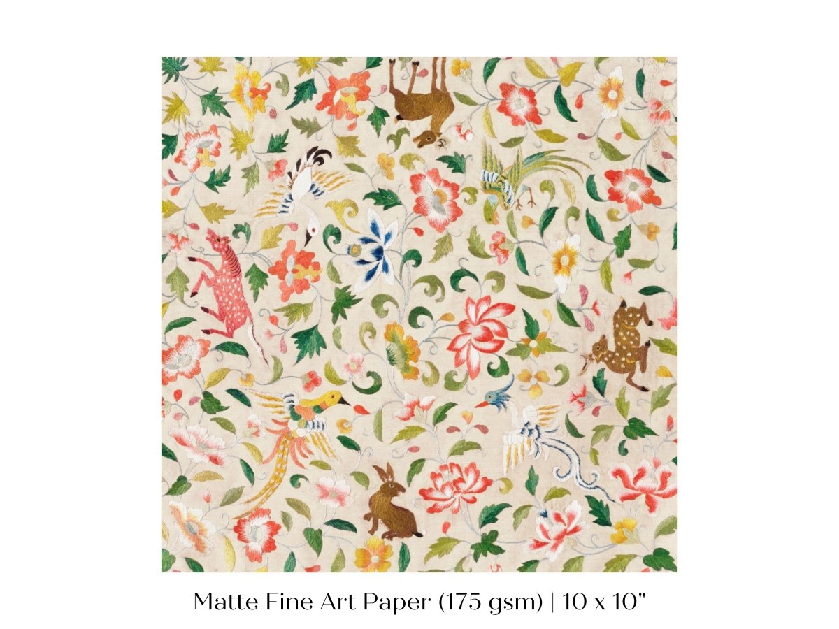 Asian Wildlife | Textile Art Print | P137 - Single Square Art Prints - Piccolo Fiore Prints