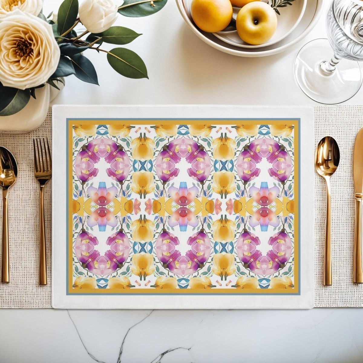 Aztec Floral Arch | Placemat - Cotton Twill Placemat - Piccolo Fiore Prints