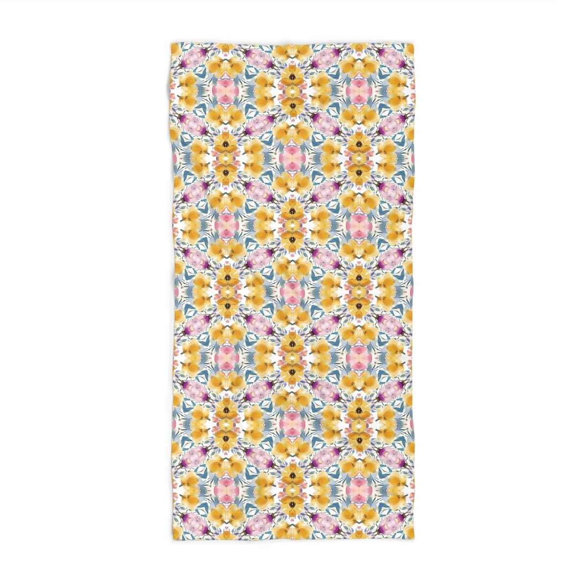Aztec Floral Bows | Design 1 | Mirrored Watercolour | Beach Towel - Beach Towel - Piccolo Fiore Prints